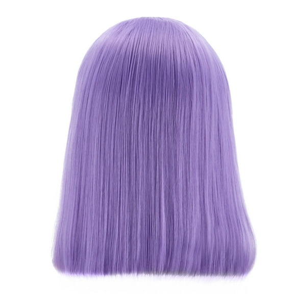 Wig with Bangs, Wigs for Women, Front Lace Wig Medium Length Straight Hair Wig Purple Short Style