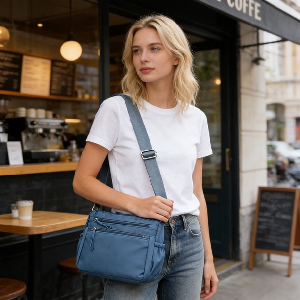 CaiYueKe Women's Crossbody Bag Shoulder Bag Lightweight Oxford Fabric Multi Compartment Purse Tote Handbag for Daily Use Commuting Travel Fashion Accessories