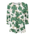 thumbnail image 3 of Birdeem T-Shirt Imprimé de la Saint-Patrick pour Femmes, Blouse à Manches 3/4, Col Rond, Hauts Décontractés, 3 of 5