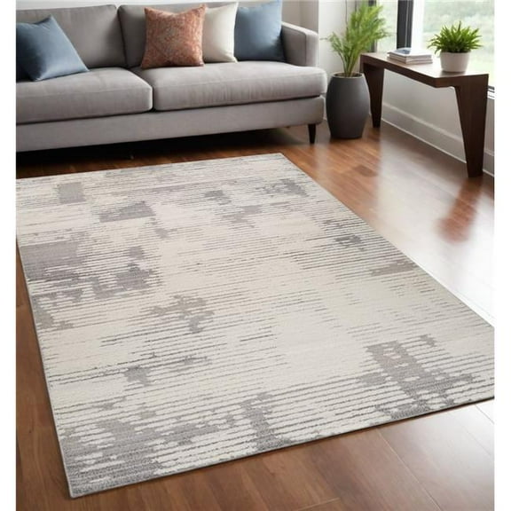 HomeRoots 558470 5 x 8 ft. Abstract Distressed Rectangle Area Rug, Gray & Cream