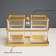 thumbnail image 3 of Organizador Moderno y Elegante de Metal Dorado con Acrílico Transparente, Multifuncional para baño, cocina Tocador con Estilo Sofisticado y Versátil para Decorar y Ordenar., 3 of 5