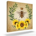 thumbnail image 2 of Vintage Crown Bee Framed Canvas Wall Art, Country Sunflowers Green Leaves Honeycomb Wall Art Painting for Living Room Bedroom Home Decor, 12”x12”, Office Artwork Print, 2 of 9