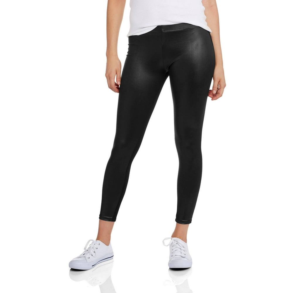 No Boundaries Women's Front Pleather Cut Sew Leggings