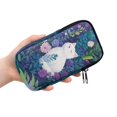 thumbnail image 2 of SEANATIVE Double Eyeglass Case with 2 Compartments, Portable Eyeglasses Case Zipper Glasses Pouch Shockproof Waterproof Lightweight Travel Eyewear Pouch Bag, White Cat Leaf Floral Green, 2 of 7