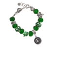 thumbnail image 2 of Delight Jewelry Silvertone Antiqued Round Seal - Initial - E - Green Irish Luck Bead Charm Bracelet, 7.5", 2 of 4