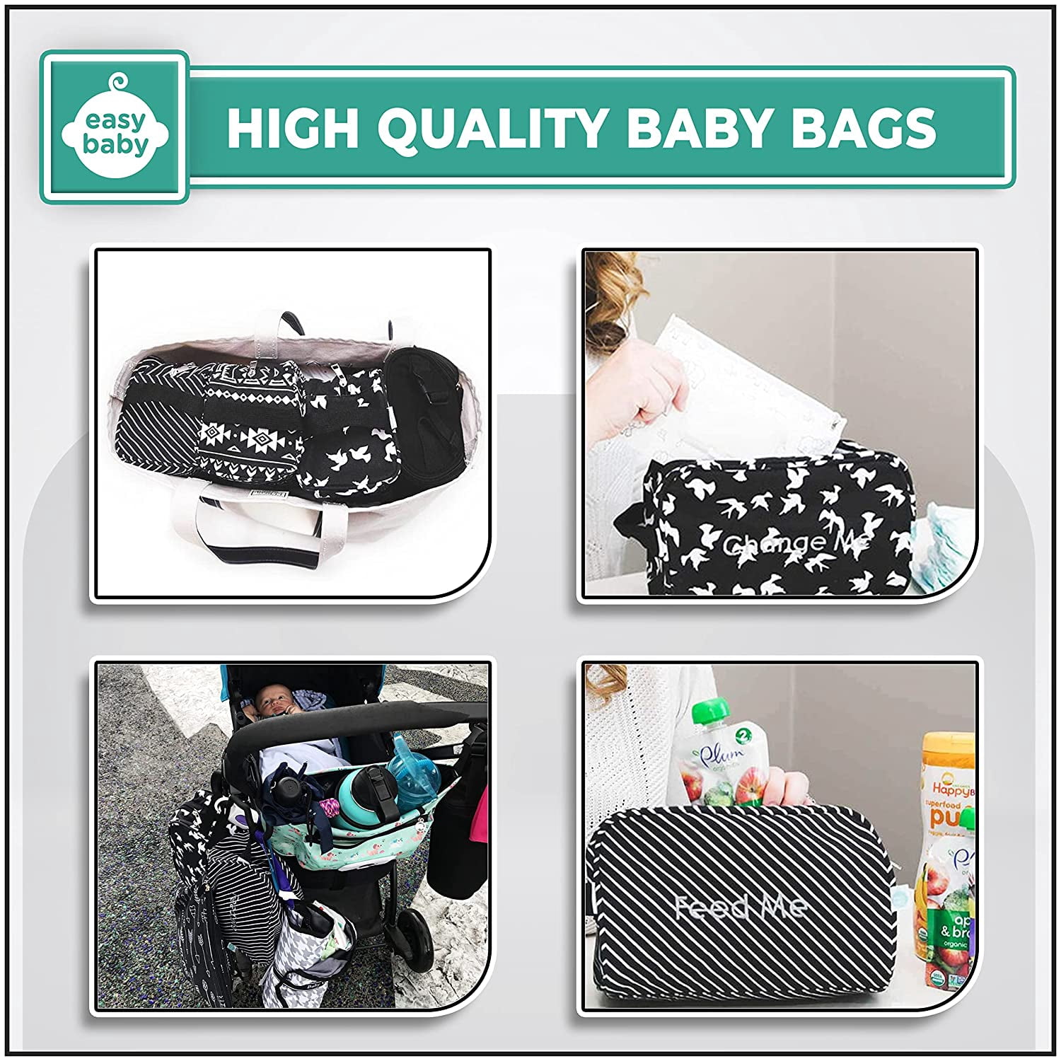 Easy Baby Travelers Diaper Bag Packing Organizers, Cubes & Folders for Baby Items, 8 Pack, Brooklyn