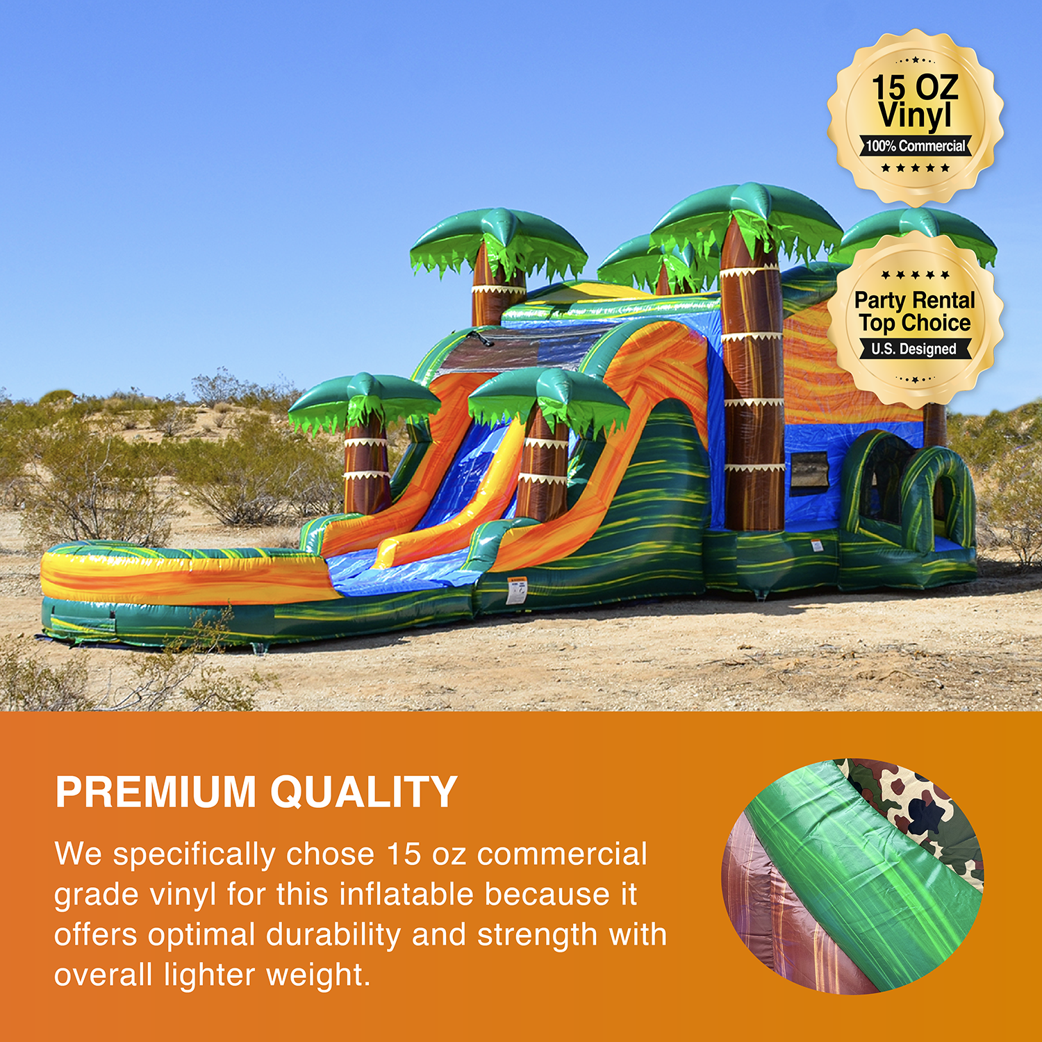 JumpOrange Commercial Grade Bounce House Water Slide with Pool for Kids and Adults (with Blower), Outdoor