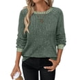 thumbnail image 2 of Camisas de Larga para Mujer, Suéteres, Conjuntos de Otoño, Bloques de Color, Ropa de Invierno, Elegantes, Informales, Suaves. Verde M, 2 of 7