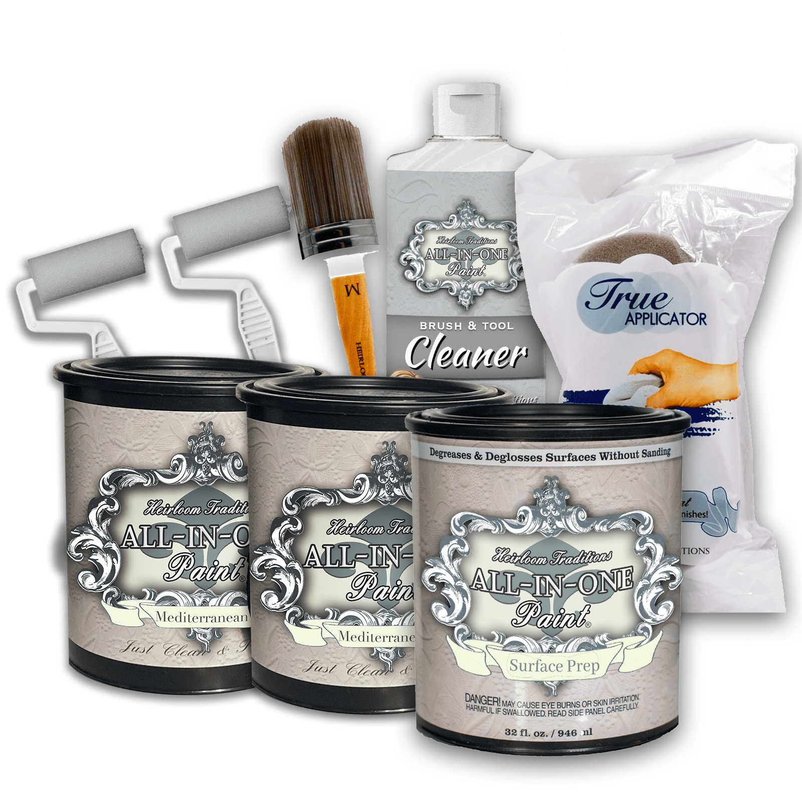 ALLINONE Paint by Heirloom Traditions, 2 Quart Paint Bundle and Kit, Mediterranean