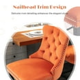 thumbnail image 6 of Paproos Upholstered Bar Stools Set of 2, Velvet Barstools with Wood Legs and Tufted, Modern Leisure Counter Height Bar Chairs with Chrome Nailhead Trim for Home Pub and Kitchen Island, Orange, 6 of 11