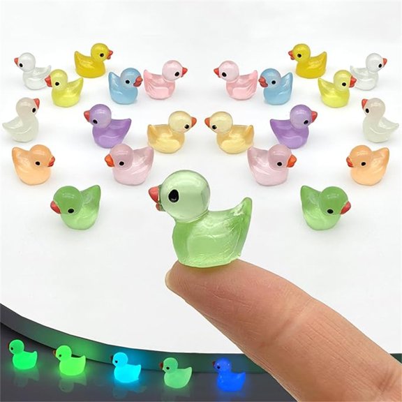 Resin Ducks Mini Resin Ducks Glow In The Dark Ducks Little Ducks Mini Landscapes Colorful Glows Light Little Ducks Mini Figures Garden Ducks for Home School Dollhouses Handmade Accessories