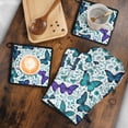 thumbnail image 5 of Butterflies and Leaves Pattern Kitchen Oven Mitt and Pot Holder Sets 4 Pcs for Baking, Cooking and Grilling, Heat Resistant Up To 392 °F, 5 of 7