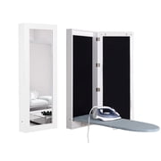 Facilehome Wall Mounted Ironing Board with Full-Length Mirror, Fold-Out Space-Saving Cabinet, 13.98 x 3.74 x 37.4, White