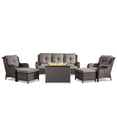 thumbnail image 3 of Gymojoy 6-Piece Outdoor Patio Furniture Set with 41" Gas Fire Pit Table, PE Wicker Sectional Sofa & Lounge Chair, 4" Thick Cushions – Perfect for Garden, Yard, or Porch, 3 of 13