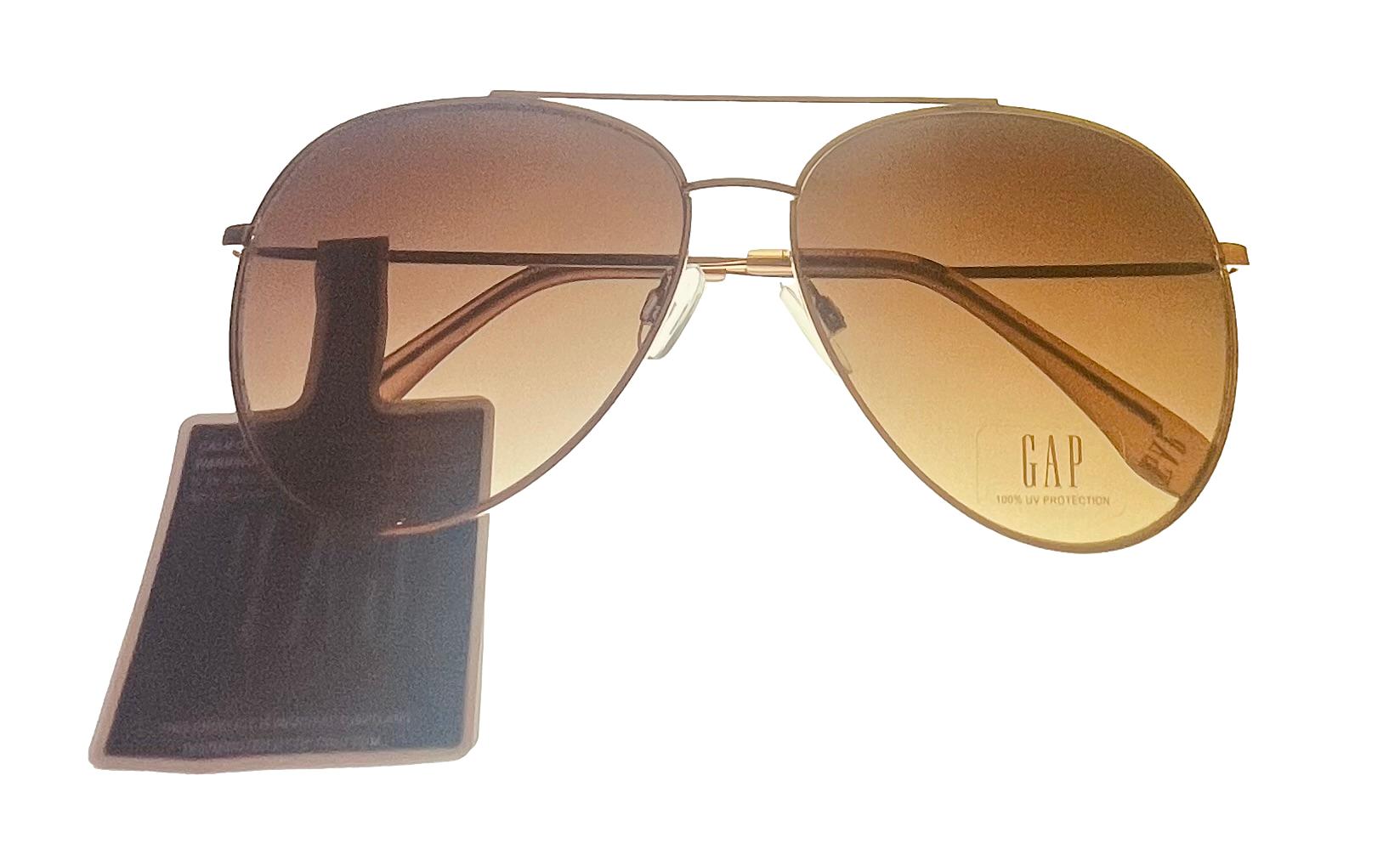 Gap Mens Gold Metal Aviator Sunglass, Brown Gradient Lens SGP402 Gold