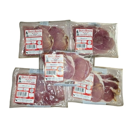 Dan l Boone Inn Country Ham 5-3oz Packs of Biscuit Cut Cured Pork Shelf Stable