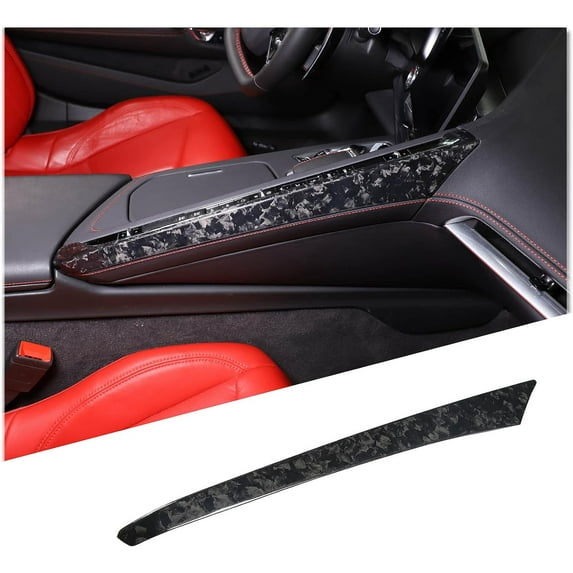 TINKI Real Carbon Fiber Center Control Side Trim Compatible with Chevrolet Corvette C8 2020-2023, Center Console Passenger Side Decorative Strip Cover