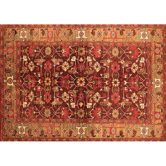 Ahgly Company Indoor Rectangle Oriental Orange Industrial Area Rugs, 8' x 10'