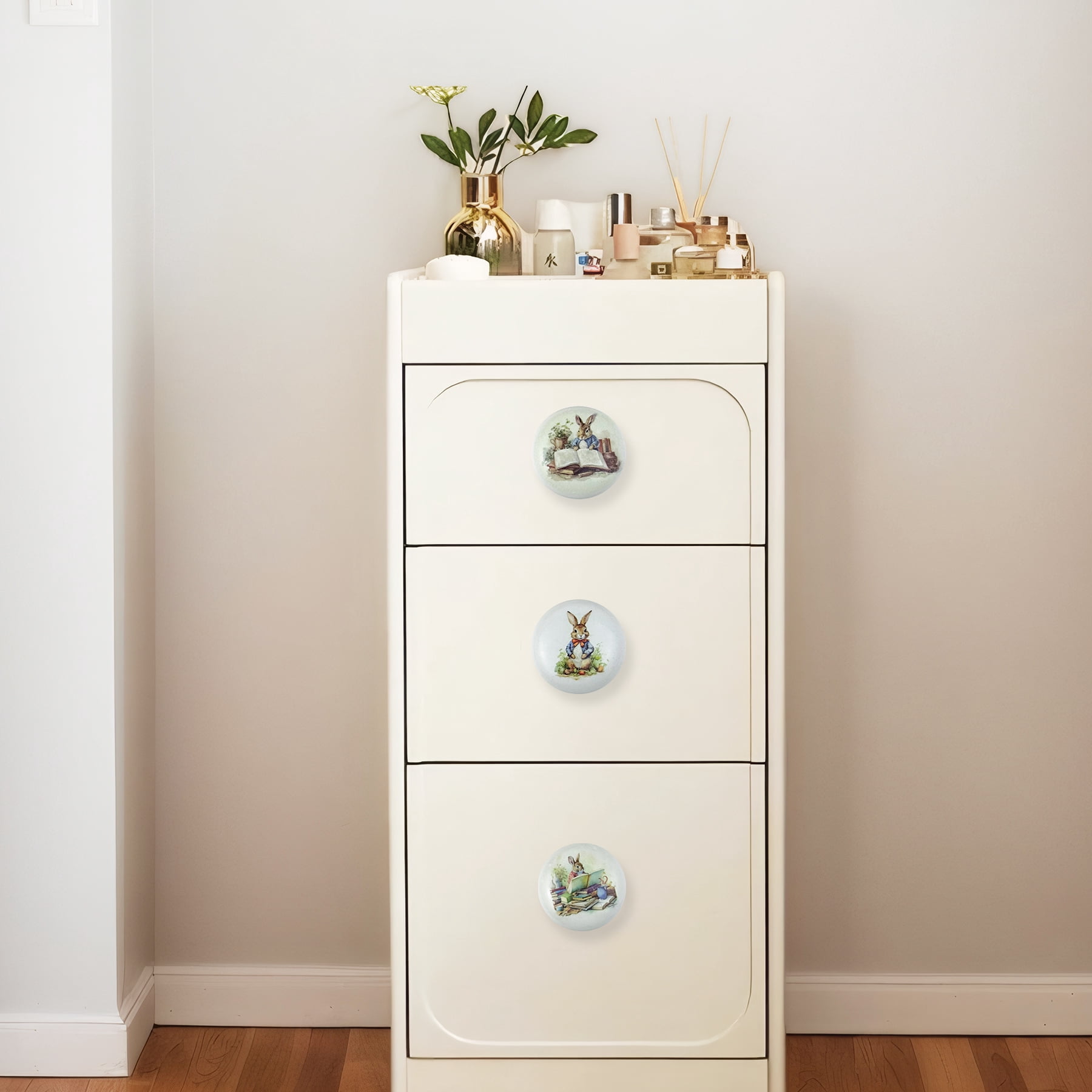 Jamjam 8Pack1.5"Rabbit Theme Ceramics Knob Safari Animal Nursery Room Cabinet Dresser Drawer Knobs Handles and Pulls