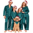 thumbnail image 2 of Harpily Christmas Family Pajamas Matching Sets Long Sleeve Button Down Shirts Soft Satin Sleepwear for Family Holiday Nightwear, 2 of 6