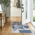 thumbnail image 2 of ODIKA 2'x3' Blue White Abstract Geometric Design Washable Accent Rug Modern Artistic Pattern with Unique Shapes Pet Friendly, Bedside Mat for Bedroom, Nursery, RV, 2 of 7