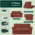 thumbnail image 3 of Set of 5 Stretch Check Spandex Jacquard Sofa Covers (Medium, Brick), 3 of 6