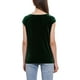 thumbnail image 3 of Blusa de terciopelo INSPIRE CHIC para mujer, con mangas cortas, básica, de cuello redondo, para oficina y casual, talla XS, verde oscuro, 3 of 6