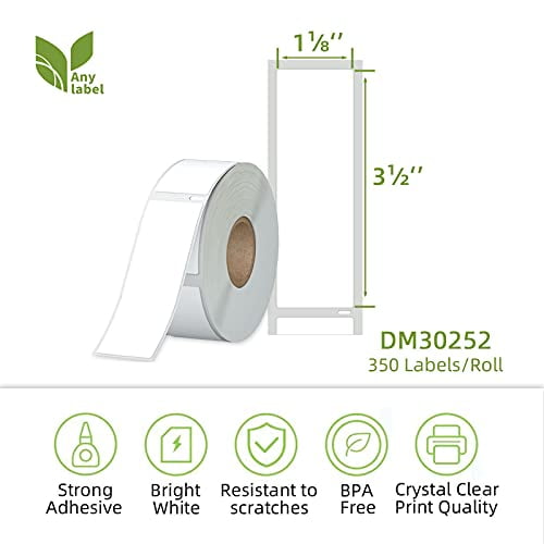 Anylabel 1-1/8 x 3-1/2 Direct Thermal Labels Replacement for Barcodes Address Shipping Compatible Dymo 30252 LabelWriter 4XL Adhesive 12 Rolls, 350 /Roll Anylabel 1-1/8 x 3-1/2 Direct Thermal Labels Replacement for Barcodes Address Shipping Compatible Dymo 30252 LabelWriter 4XL Adhesive 12 Rolls, 350 /Roll