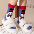 thumbnail image 6 of Fabrcox Womens Cute Mid-Calf Fuzzy Slipper Socks, Non Slip Warm Winter Casual Christmas Printed Indoor Loungewear Socks (E), 6 of 6