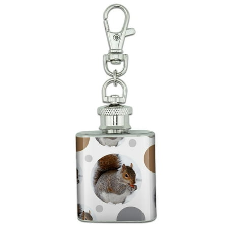 Squirrel Eating in Winter Stainless Steel 1oz Mini Flask Key (Best Way To Eat Squirrel)