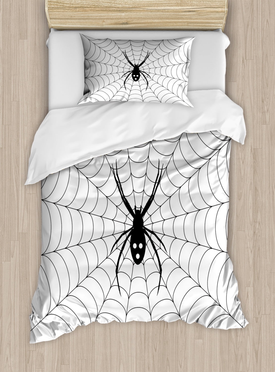 Spider Duvet Cover Set Twin Size, Poisonous Bug Venom Thread