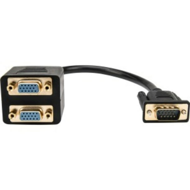 Rocstor Premium 1ft VGA to 2x VGA Video Splitter Cable M/F Black