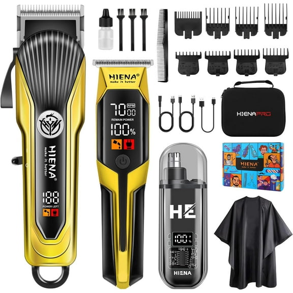 Hair Clipper Set for Men, Professional Cordless Clipper Kit & Trimmer Set, Ear and Nose Hair Clipper with LED Display, USB Rechargeable Hair Cutting Grooming Kit, Gifts for Men