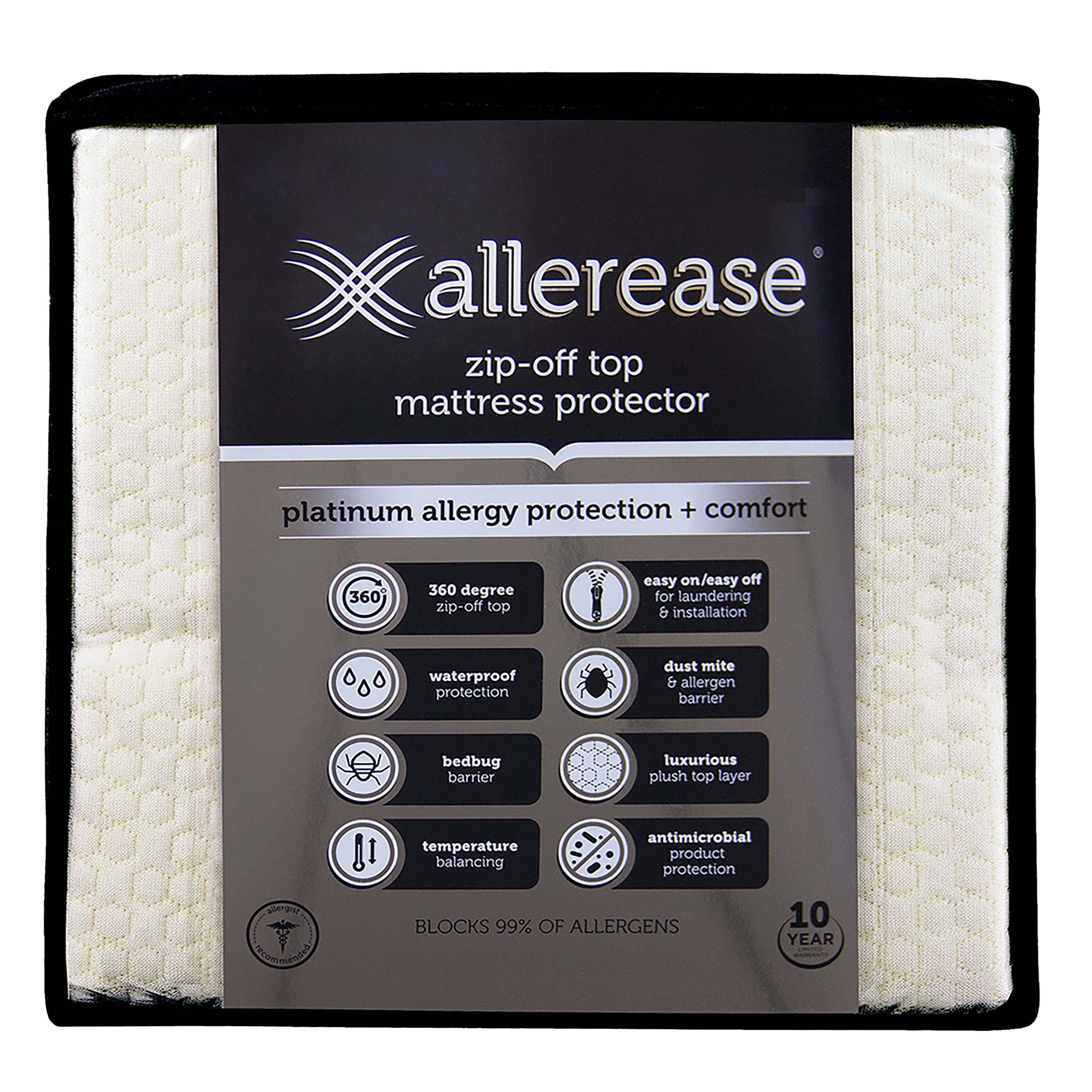 Allerease Platinum Allergy Relief Zipoff Top Zippered Mattress