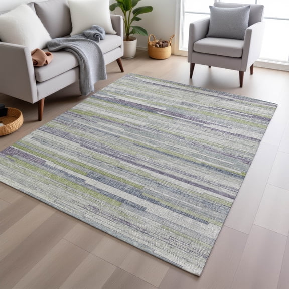 Addison Rugs Chantille Indoor/Outdoor Transitional Stripes Aloe Machine Washable Rectangle Rug, 10' x 14'