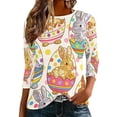 thumbnail image 2 of Ailaofu 3/4 Length Sleeve Womens Tops Casual Loose Fit Crewneck T Shirts Cute Easter Retro Print Three Quarter Length Tunic Tops, 2 of 7