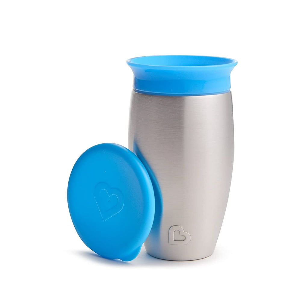 Munchkin Miracle Stainless Steel 360 Sippy Cup, Blue, 10 Ounce Munchkin Miracle Stainless Steel 360 Sippy Cup
