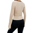 thumbnail image 3 of Deago Women's Long Sleeve Sweetheart Neck Shirts Casual Slim Fit Rib Knit Tops Fall Basic Tee Outfits Clothes (Beige, S), 3 of 9