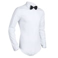 thumbnail image 6 of DPOIS Men's Latin Modern Salsa Samba Dance Long Sleeve Shirt Bodysuit Leotard Romper, 6 of 7