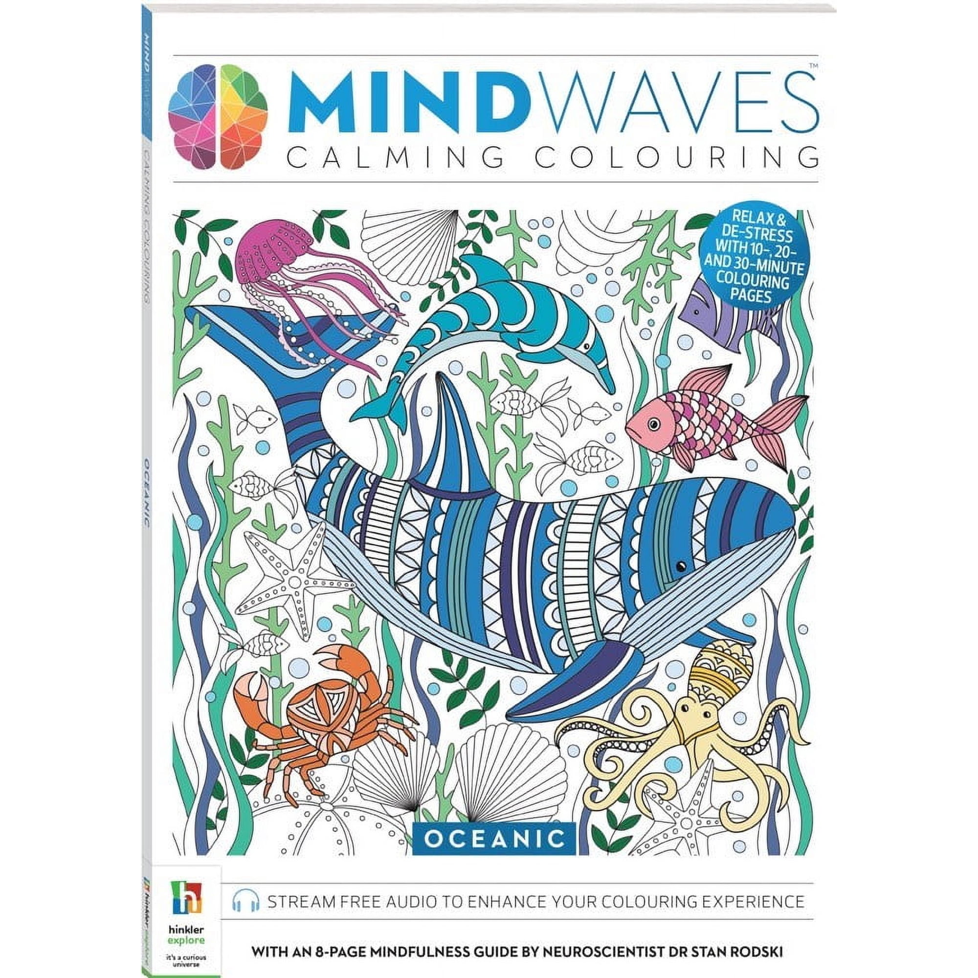 Hinkler Mindwaves Calming Coloring Oceanic Adult Coloring Book 72 Pages