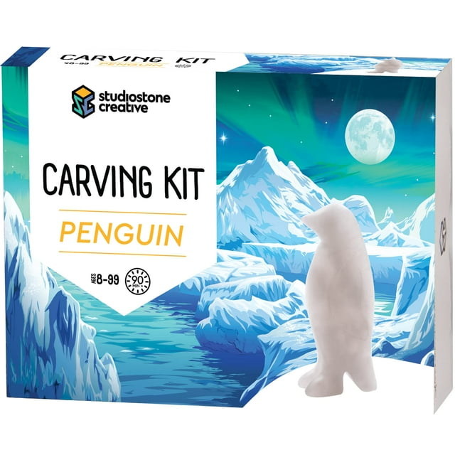 STUDIOSTONE CREATIVE Penguin Alabaster Soapstone Sculpture Stone Carving DIY Arts Crafts Kit Kids Adults