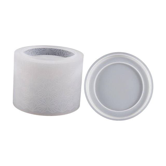 Vaso redondo de silicona para velas, molde cilíndrico para velas, maceta para flores, bandeja para joyas, contenedor de almacenamiento para regalo de Patrón geométrico
