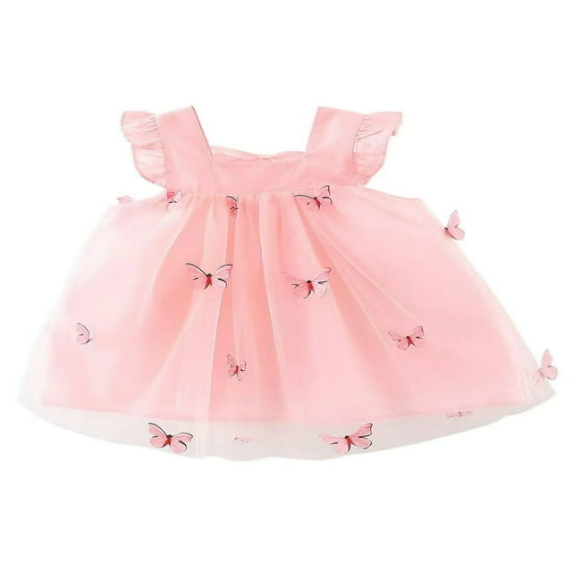 Robe en Tulle Sans Manches Plissée Papillon Tutu Princesse pour Bébé Fille
