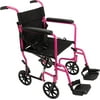 ProBasics Aluminum Transport Wheelchair With 19” Seat, Transport Chair, Pink