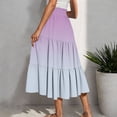 thumbnail image 3 of Women's Gradient Boho Flowy Midi Skirt Summer Casual Elastic High Waist Tiered Long Skirts with Pockets, 3 of 6