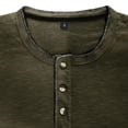 thumbnail image 5 of Previn Men's Henley Shirt Soft Button Slimming Blouse Top Slim Fit Fall Henley Casual Spandex Crew Neck Comfy Army Green Medium, 5 of 5