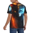 thumbnail image 2 of Lsque Red And Blue Fire Cat Pattern Mens Polo Golf Shirts Funny Graphics Shorts Sleeve Button Shirts Baseball T-shirt-Large, 2 of 7
