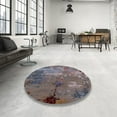 thumbnail image 3 of Ahgly Company Indoor Round Mid-Century Modern Purple Oriental Area Rugs, 4' Round, 3 of 6