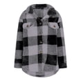 thumbnail image 7 of felwors Women's Fall & Winter Plush Shacket - Warm Fleece Fuzzy, Button Cardigan, Trendy Plaid with Fuzzy Pockets | Winter Coats & Outwear Grey, M, 7 of 7