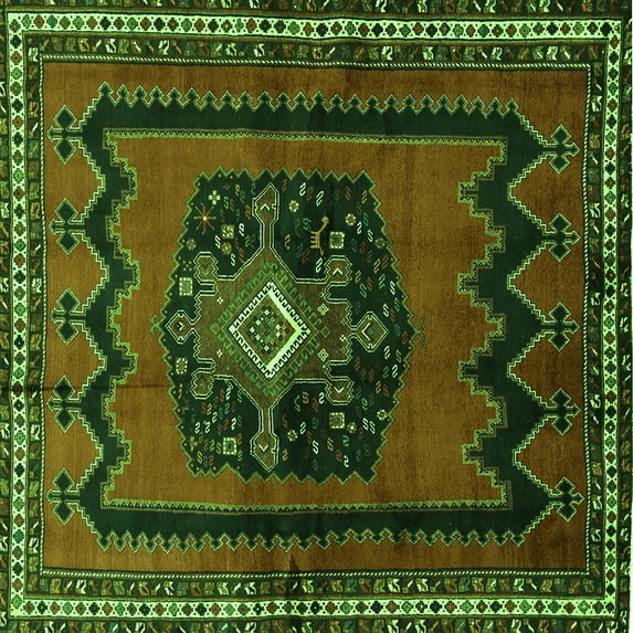 Ahgly Company Indoor Square Persian Green Traditional Area Rugs, 4' Square
